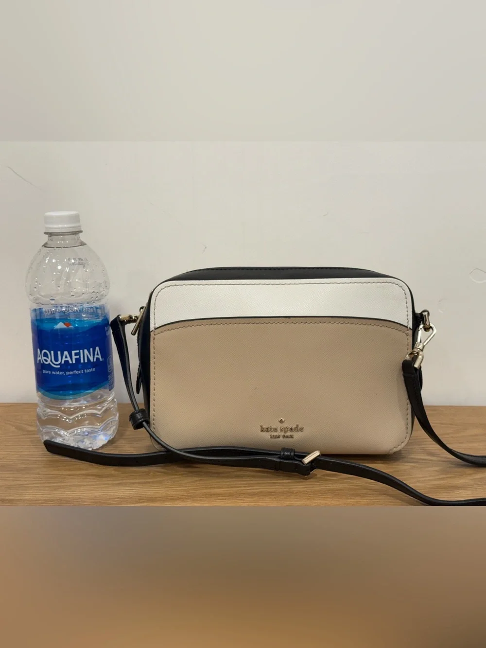 kate spade Beige, White and Black Colorblock Crossbody
